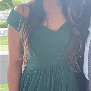 Off-the-Shoulder Mesh Tall Bridesmaid Dress